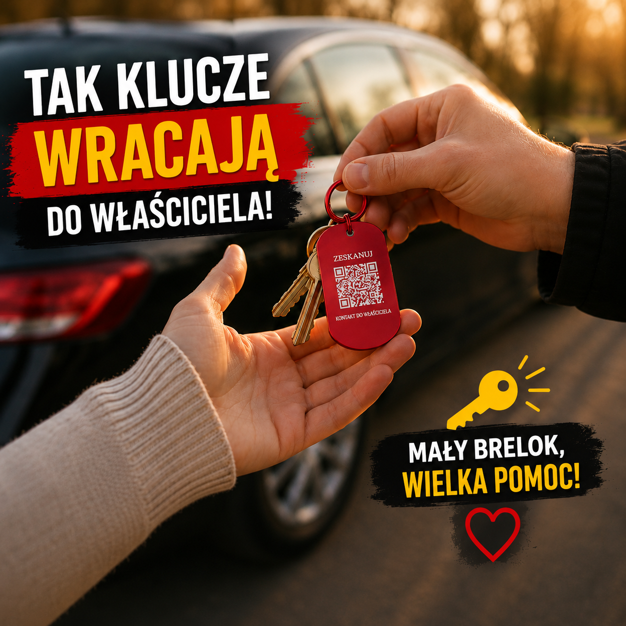 Brelok do kluczy - QR z numerem telefonu