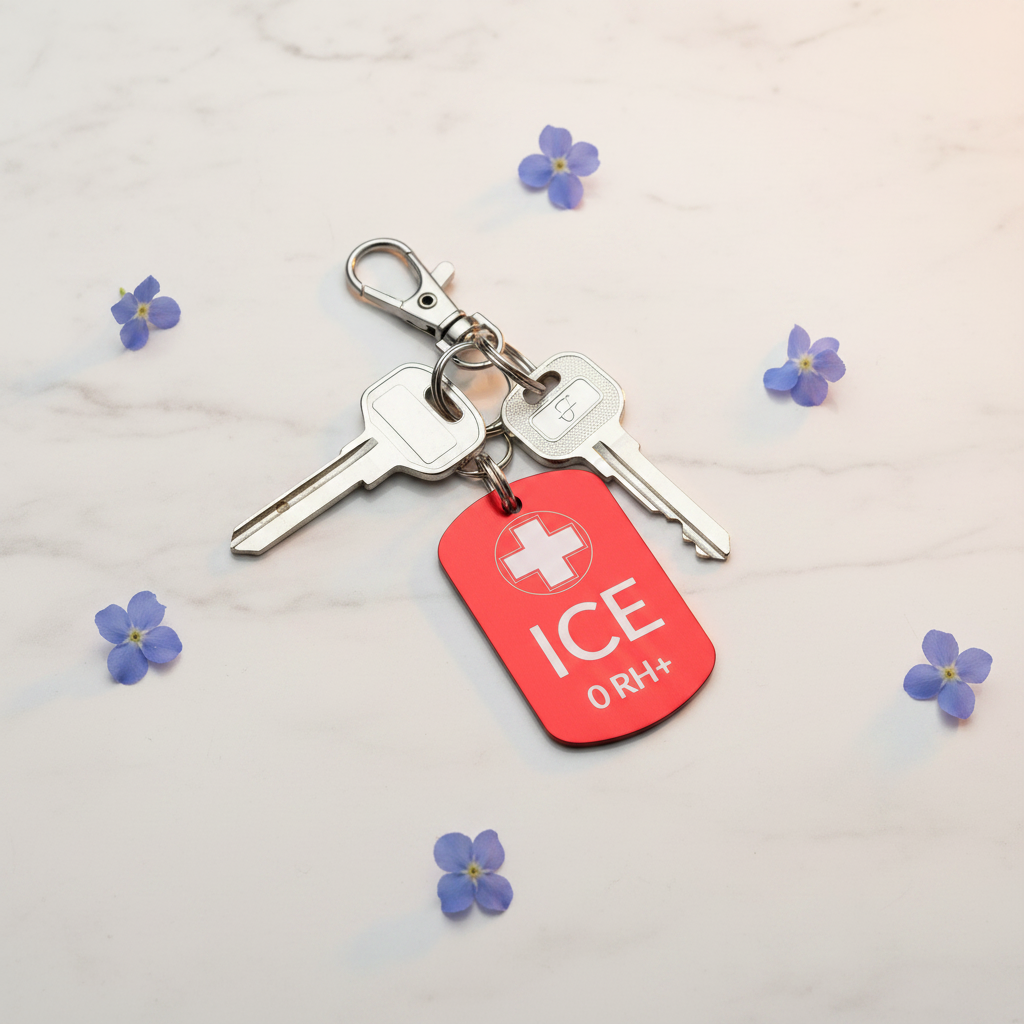 Brelok ICE dla osób z astmą — aluminium anodowane, grawer laserowy