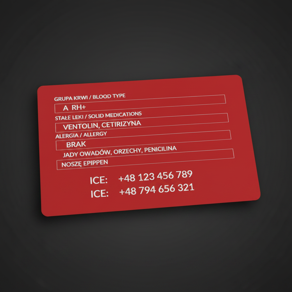 ICECARD Alergia – karta i brelok ratunkowy z informacjami medycznymi