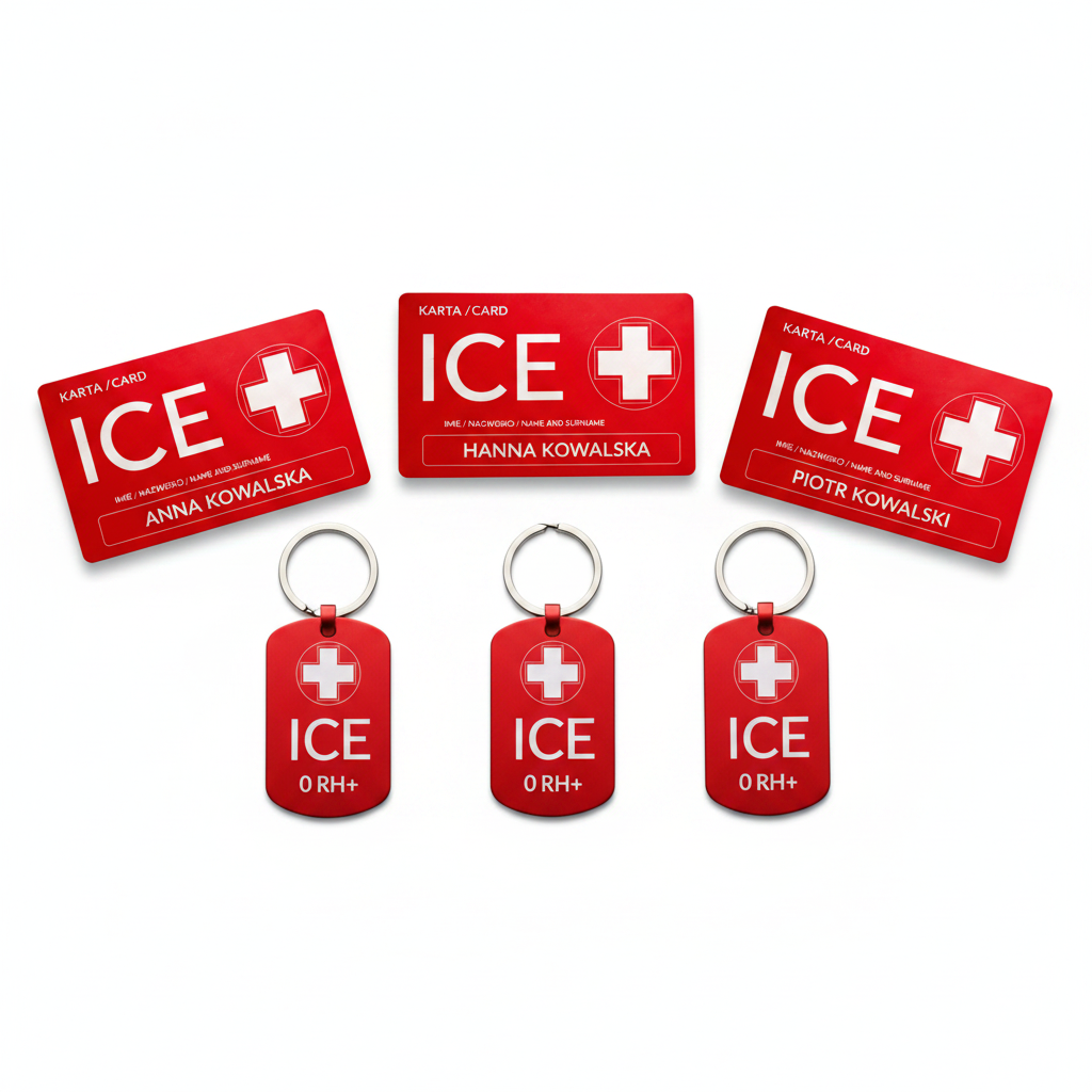 3 karty + 3 breloki ICE - białe tło