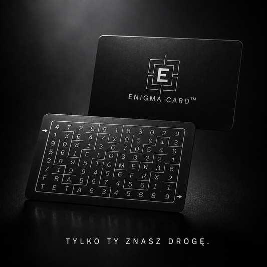 ENIGMA CARD™ w portfelu – personalizowana karta aluminium z labiryntem cyfr. Dyskretna i zawsze pod ręką.