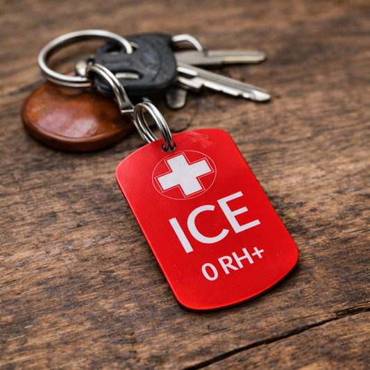 Brelok ICE – grawerowany aluminiowy identyfikator medyczny