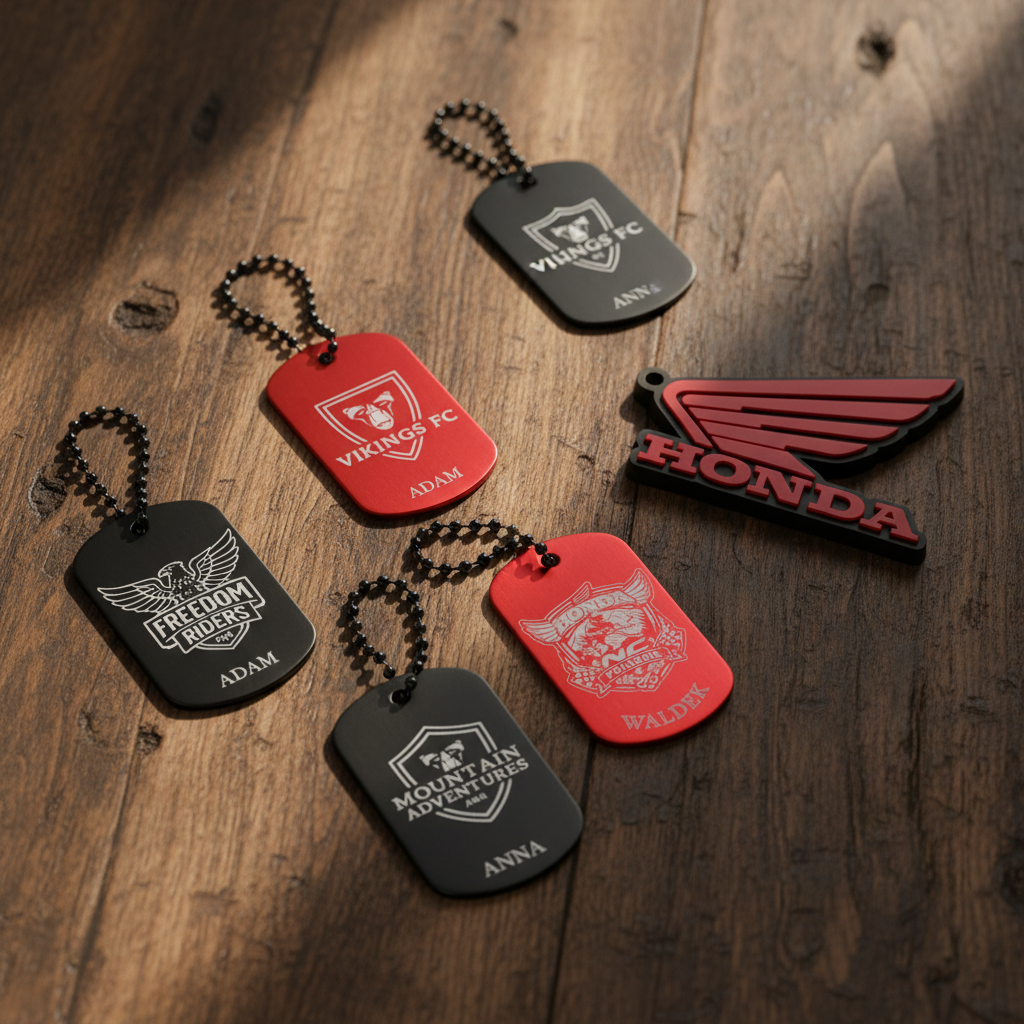 Breloki personalizowane – drewniane tło