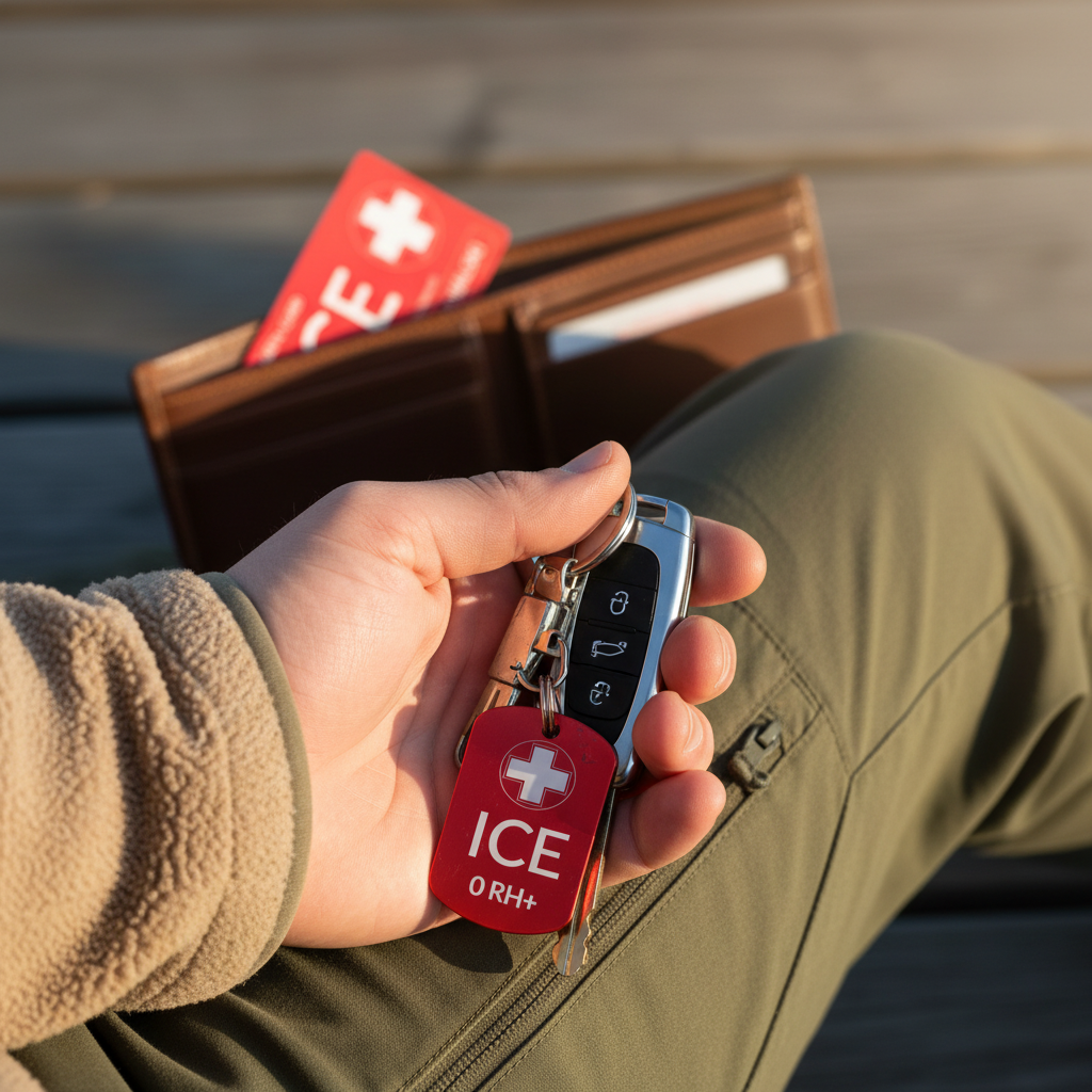 ICECARD Alergia – brelok ICE przy kluczach, karta ICE w portfelu