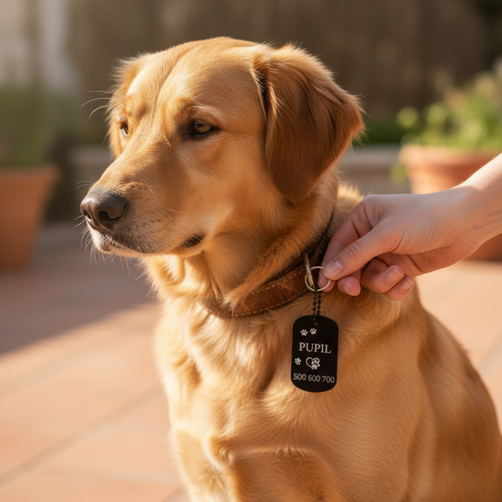 Przypinanie dog-taga do obroży